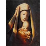 Aime VAN BELLEGHEM (1922-1996) Madonna with child, oil on canvas. (60 x 80 cm)