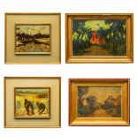 Achille LAMMENS (1888-1969) A collection of 4 works, oil on panel. (30 x 25 cm)