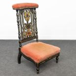 A prayer chair Prie-dieu in neogothic style and finished with mother of pearl. (54 x 51 x 88 cm)