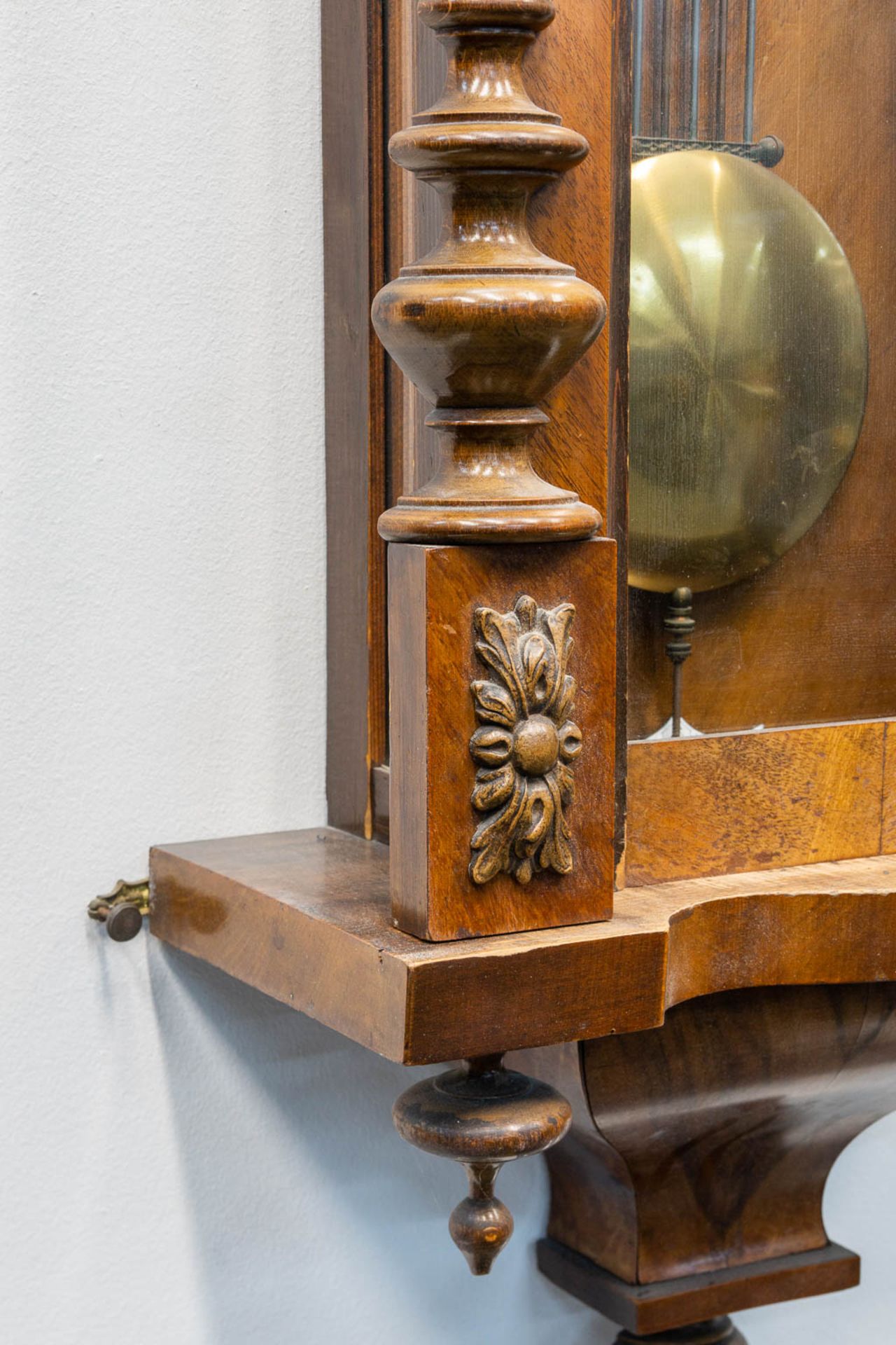 A wood hanging clock. The first half of the 20th century. (16 x 36,5 x 120 cm) - Image 11 of 13