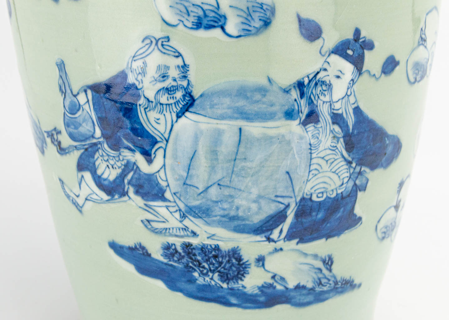 A Chinese vase with blue-white decor of immortals. 19th/20th century. (62 x 24 cm) - Image 18 of 21