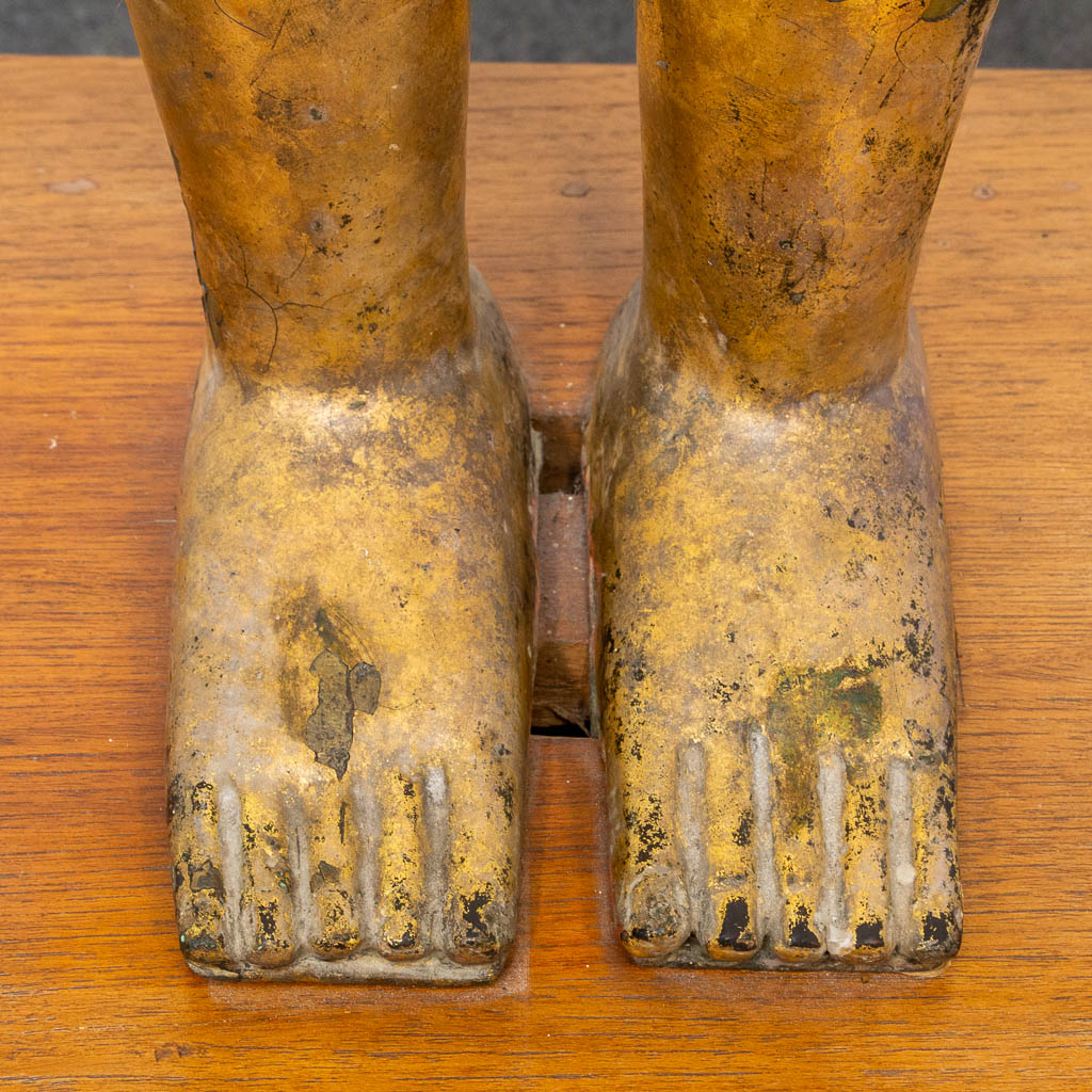 An antique buddha made of bronze and standing on a wood base. (28 x 48 x 180 cm) - Image 13 of 21