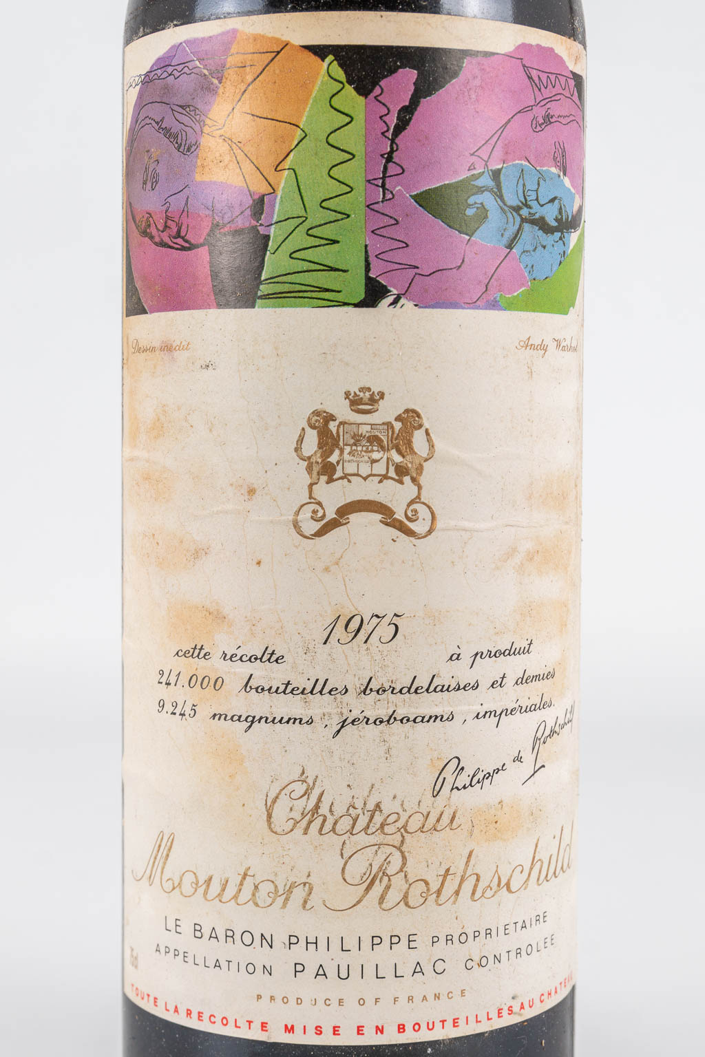 A collection of 4 bottles of Chateau Mouton Rothschild 1975, with labels made by Andy Warhol. (30 x - Image 9 of 13