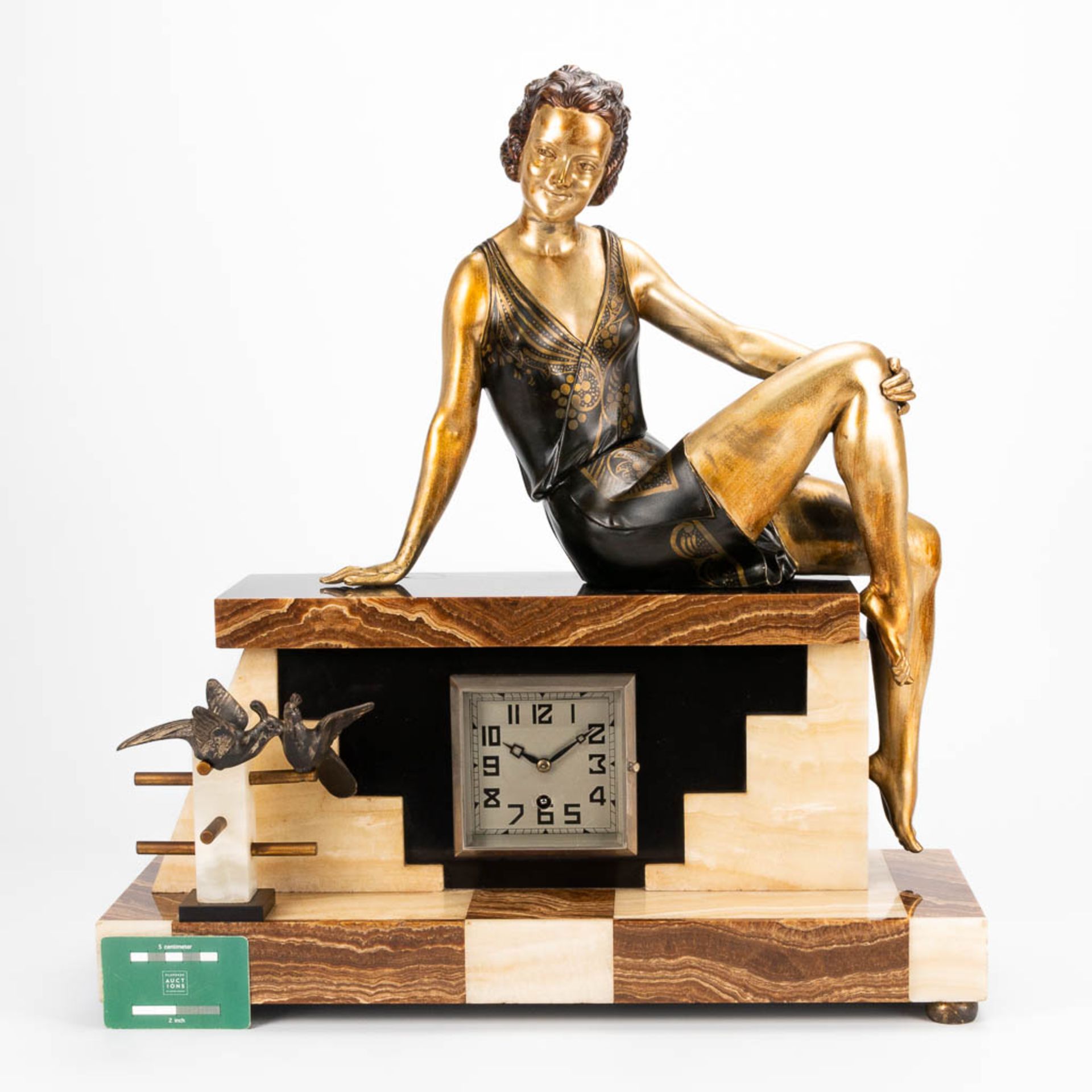 Enrique MOLINS-BALLESTE (1893-1958) A clock made of alabaster and onyx in Art Deco style, with a spe - Image 9 of 11