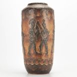 A Scheurich Lava Vase made in West-Germany with Greek Warrior decor. (44 x 22 cm)