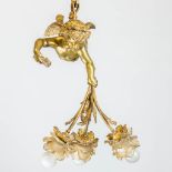 A hall lamp made of bronze with a figurative angel. Around 1900. (33 x 83 cm)