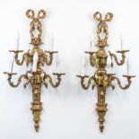 A pair of exceptionally large bronze wall lamps sconces in Louis XV style. 20th century. (27 x 40 x