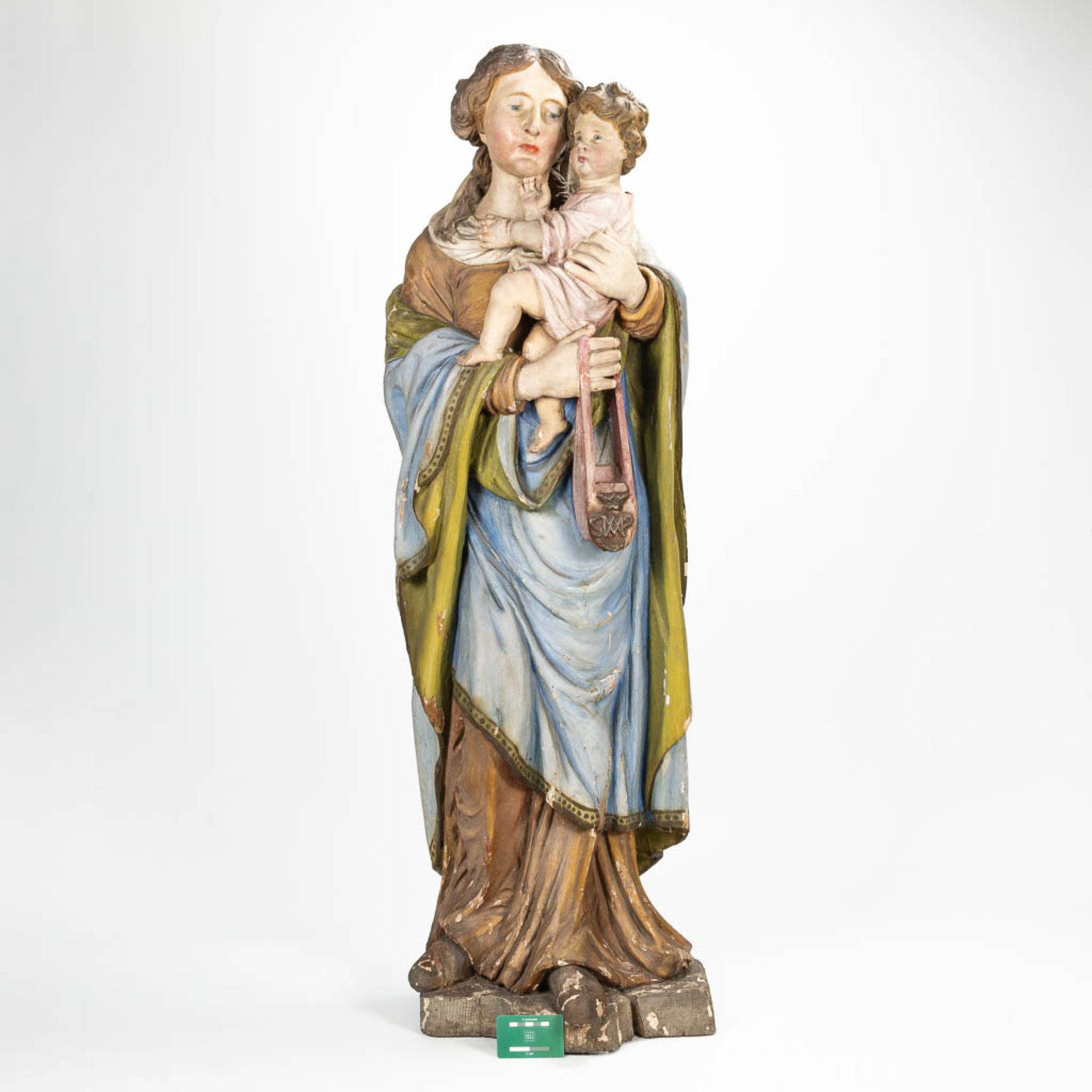 A large statue 'Madonna with child' made of sculptured oak, probably Brabant. 17th/18th century. (30 - Image 2 of 21