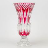A large vase model Pompadour made of cut crystal and marked Val Saint-Lambert. Made in Belgium. (40