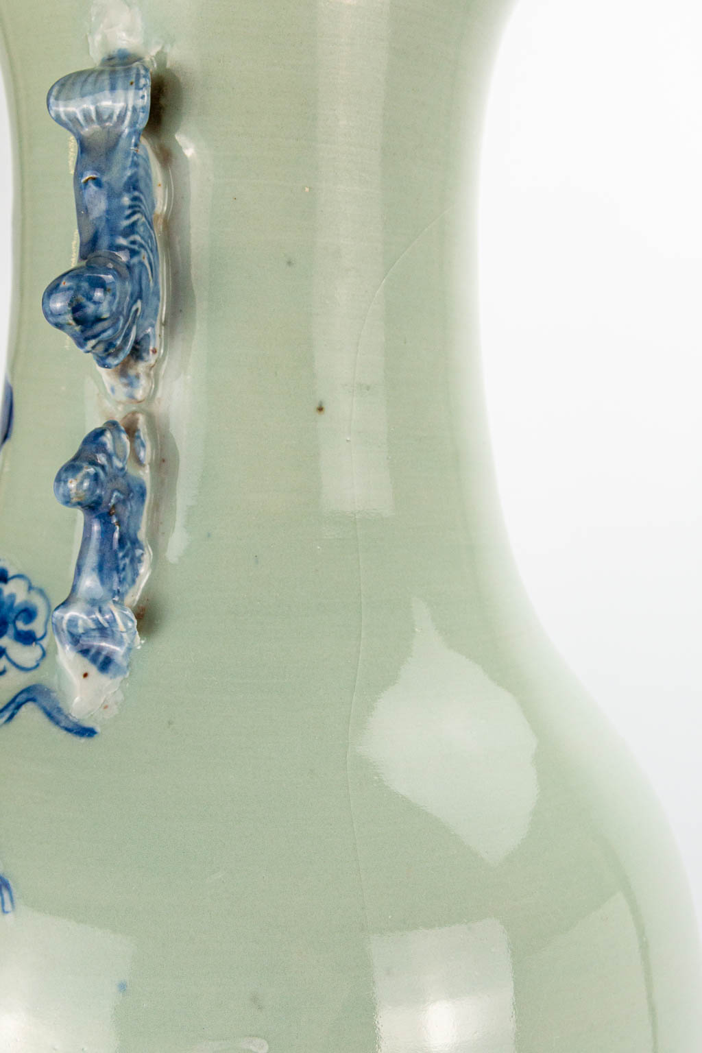 A Chinese vase with blue-white decor of immortals. 19th/20th century. (62 x 24 cm) - Image 15 of 21