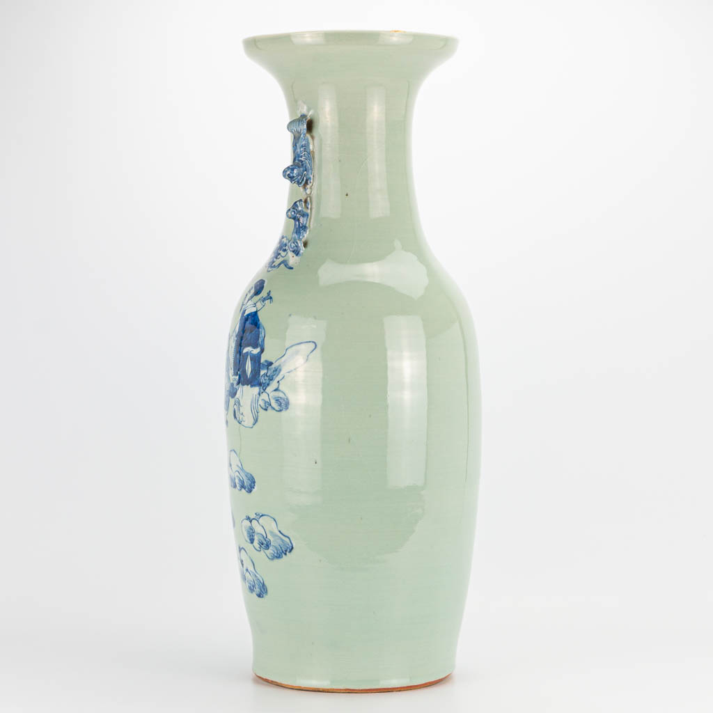 A Chinese vase with blue-white decor of immortals. 19th/20th century. (62 x 24 cm) - Image 8 of 21