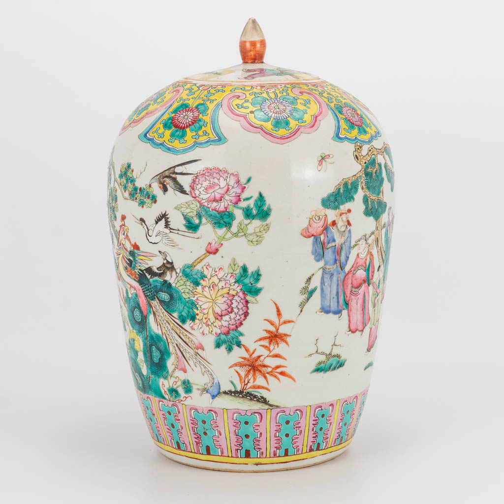 A Chinese porcelain ginger jar with decors of phoenixes and birds, playing children and wise men. 19 - Image 11 of 18