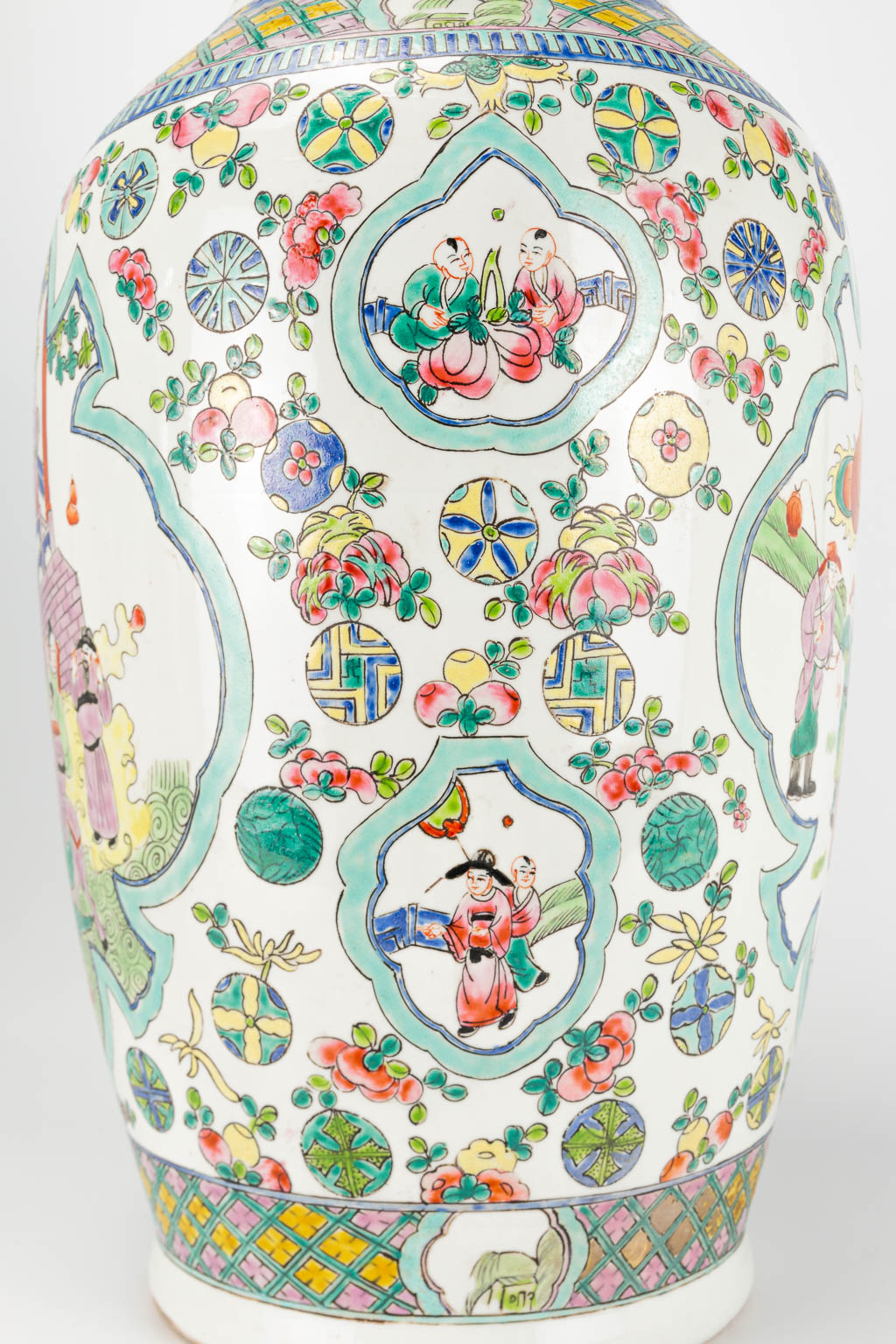 A pair of Chinese vases with decor of wise men, farmers, playing children and ladies. 20th century a - Image 24 of 25