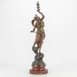 Charles Theodore PERRON (1862-1934) 'Recompense' a statue made of spelter on a marbled wood base. (1