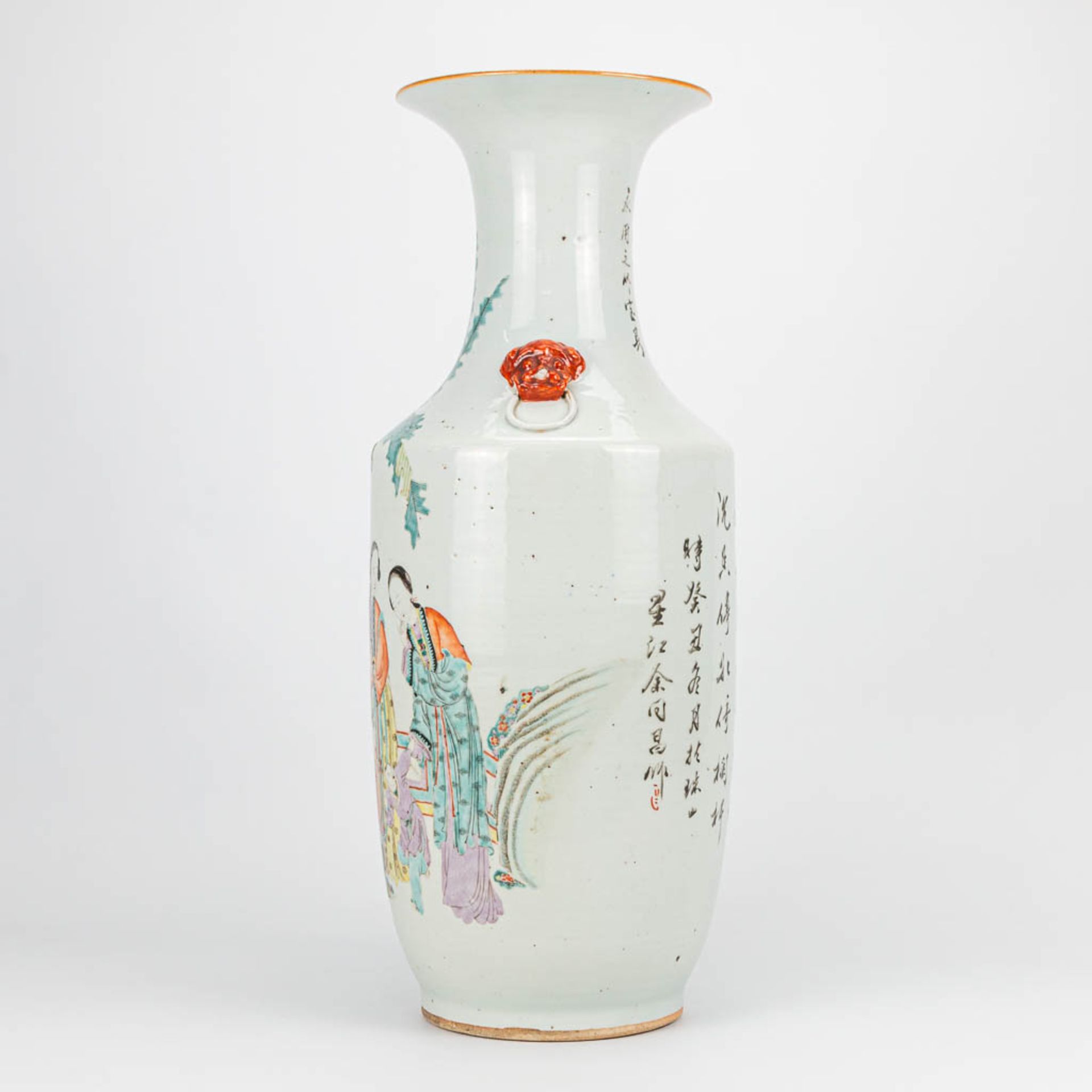 A Chinese vase with decor of ladies and playing children. 19th/20th century. (57,5 x 21 cm) - Image 2 of 8