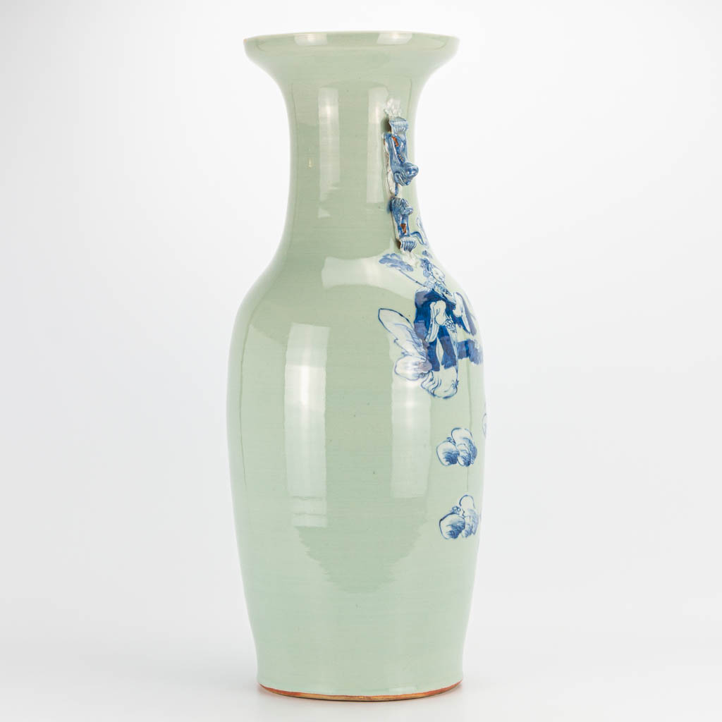 A Chinese vase with blue-white decor of immortals. 19th/20th century. (62 x 24 cm) - Image 6 of 21