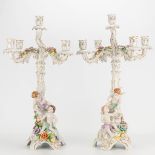 A pair of candelabra made of porcelain in Plau, Germany during the second half of the 20th century.