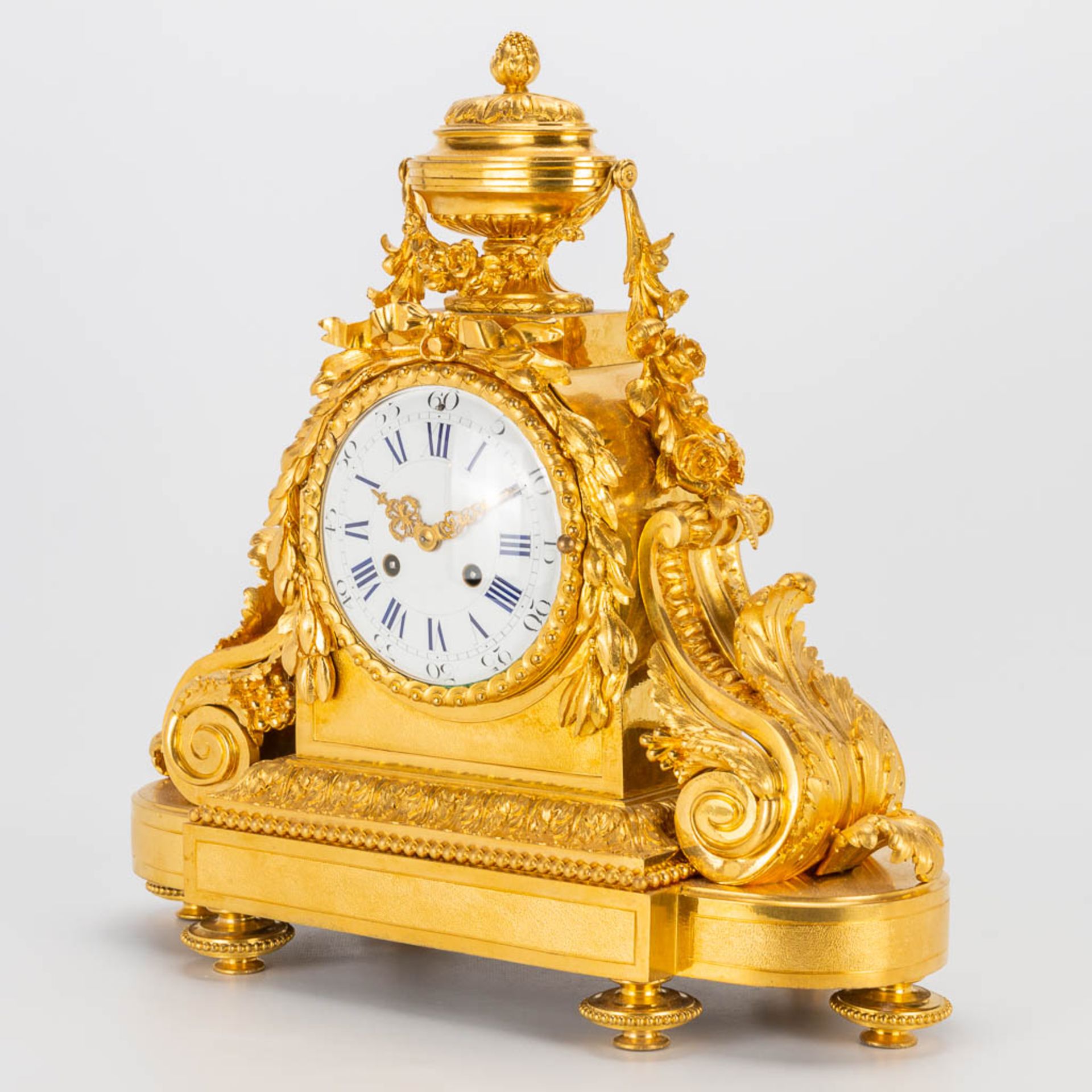 A bronze ormolu table clock made in Louis XVI style. 19th century. (15 x 41 x 42 cm) - Image 9 of 20