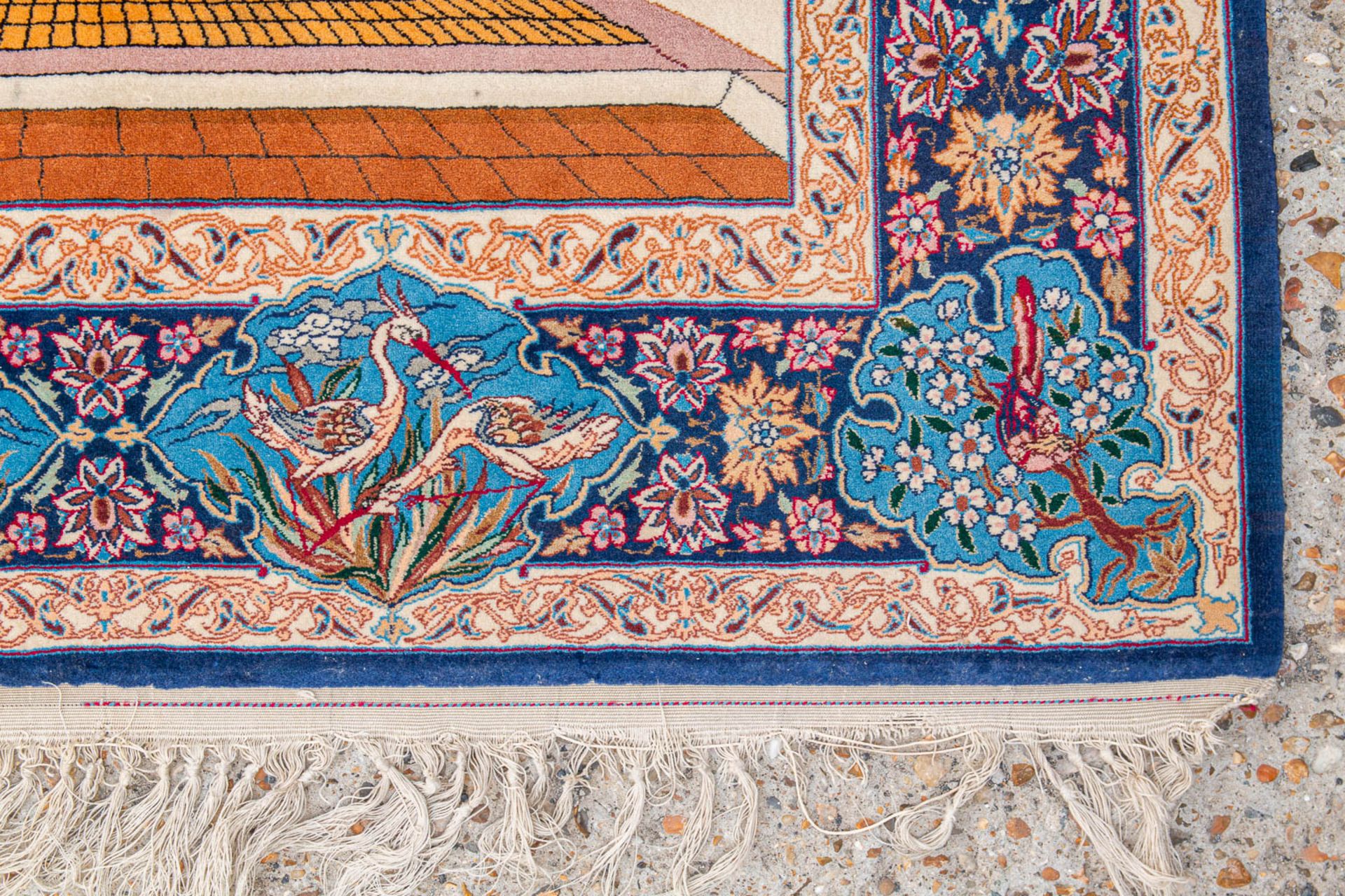 A figurative Oriental carpet, Tabriz, made of silk and wool. (161 x 109) (109 x 161 cm) - Image 2 of 5