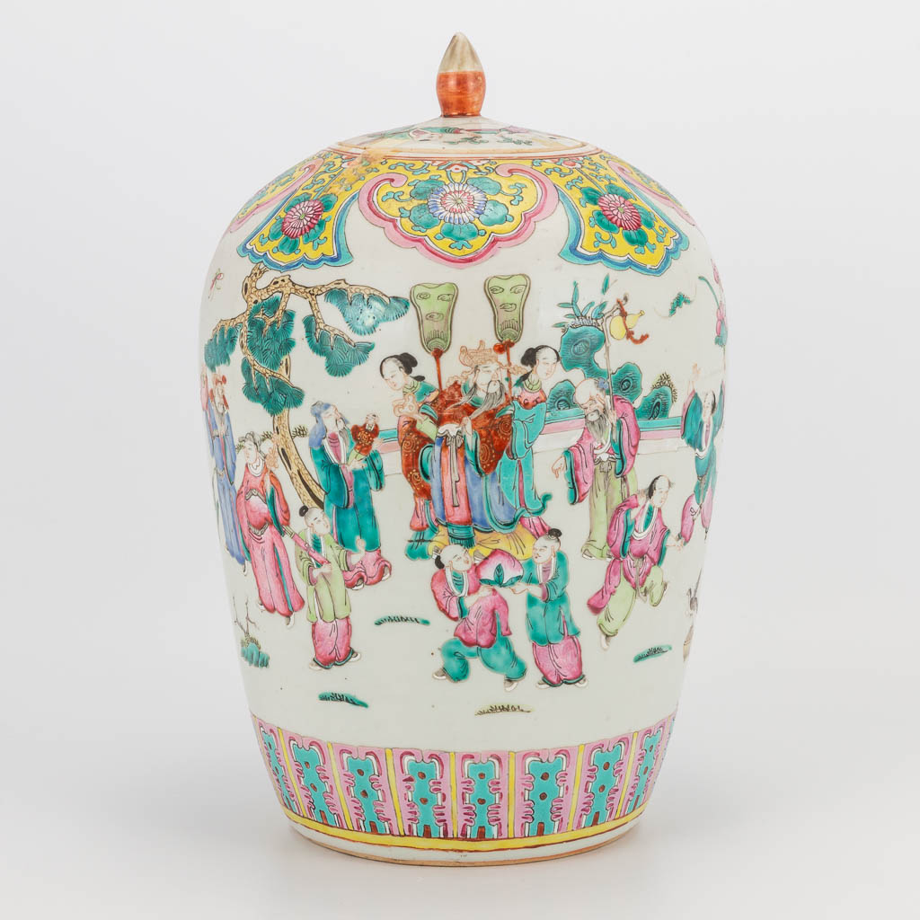 A Chinese porcelain ginger jar with decors of phoenixes and birds, playing children and wise men. 19 - Image 4 of 18