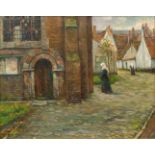 Achille VAN SASSENBROUCK (1886-1979) 'Beguinage in Bruges', oil on canvas. (57 x 47 cm)