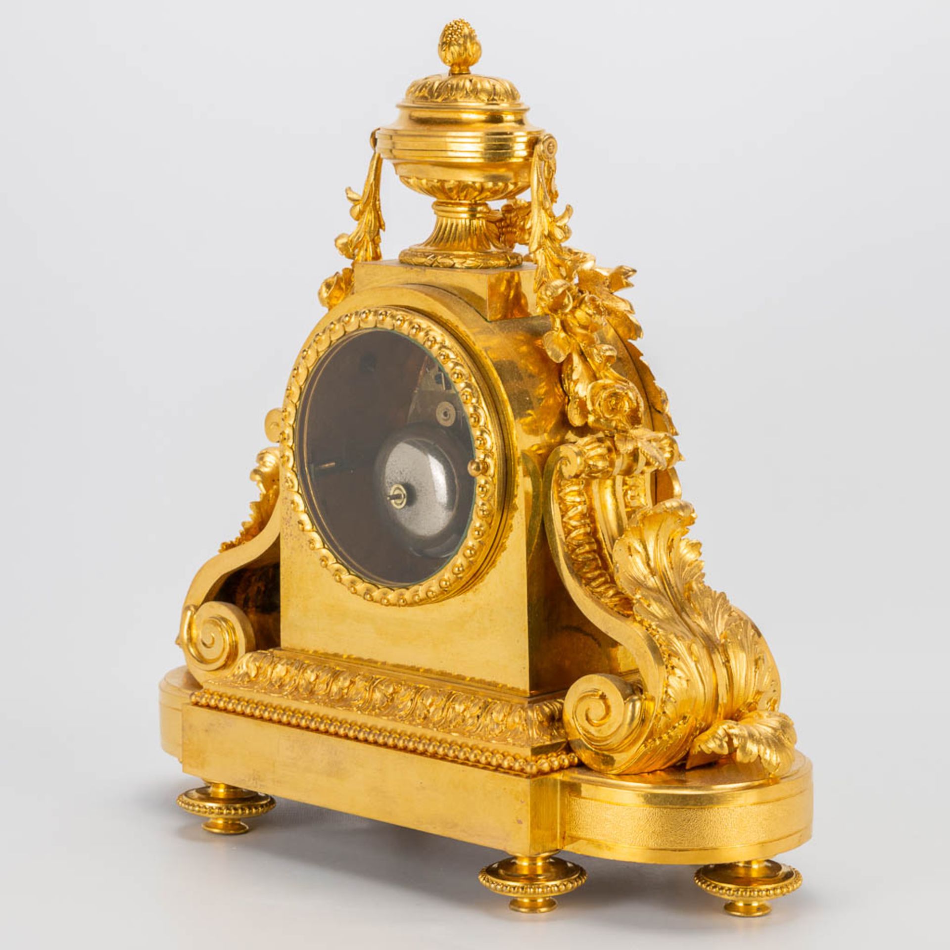 A bronze ormolu table clock made in Louis XVI style. 19th century. (15 x 41 x 42 cm) - Image 3 of 20