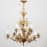 A chandelier made of bronze in 2 levels. Made around 1960-1970. (80 x 75 cm)