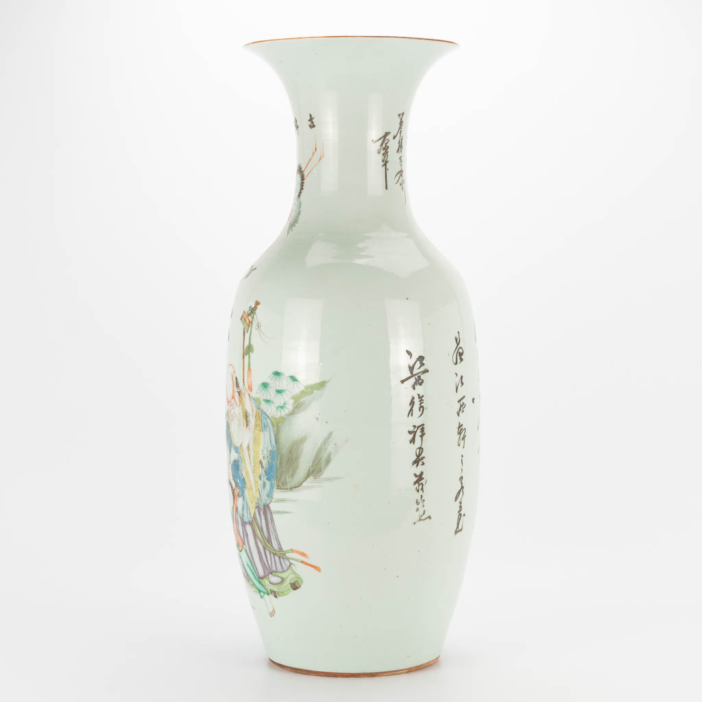 A Chinese porcelain vase with decor of playing children, a cranebird and a wise man. 19th/20th centu - Image 8 of 17