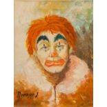 J. DEMEYER (XX) A painting of a clown, oil on canvas. (30 x 40 cm)