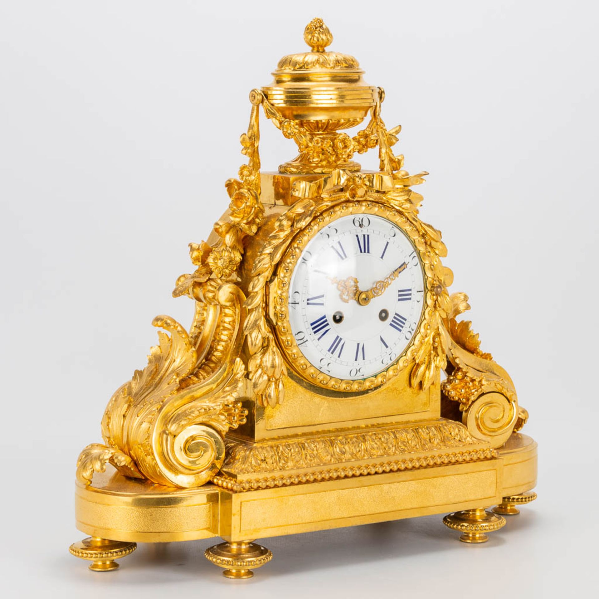 A bronze ormolu table clock made in Louis XVI style. 19th century. (15 x 41 x 42 cm) - Image 7 of 20