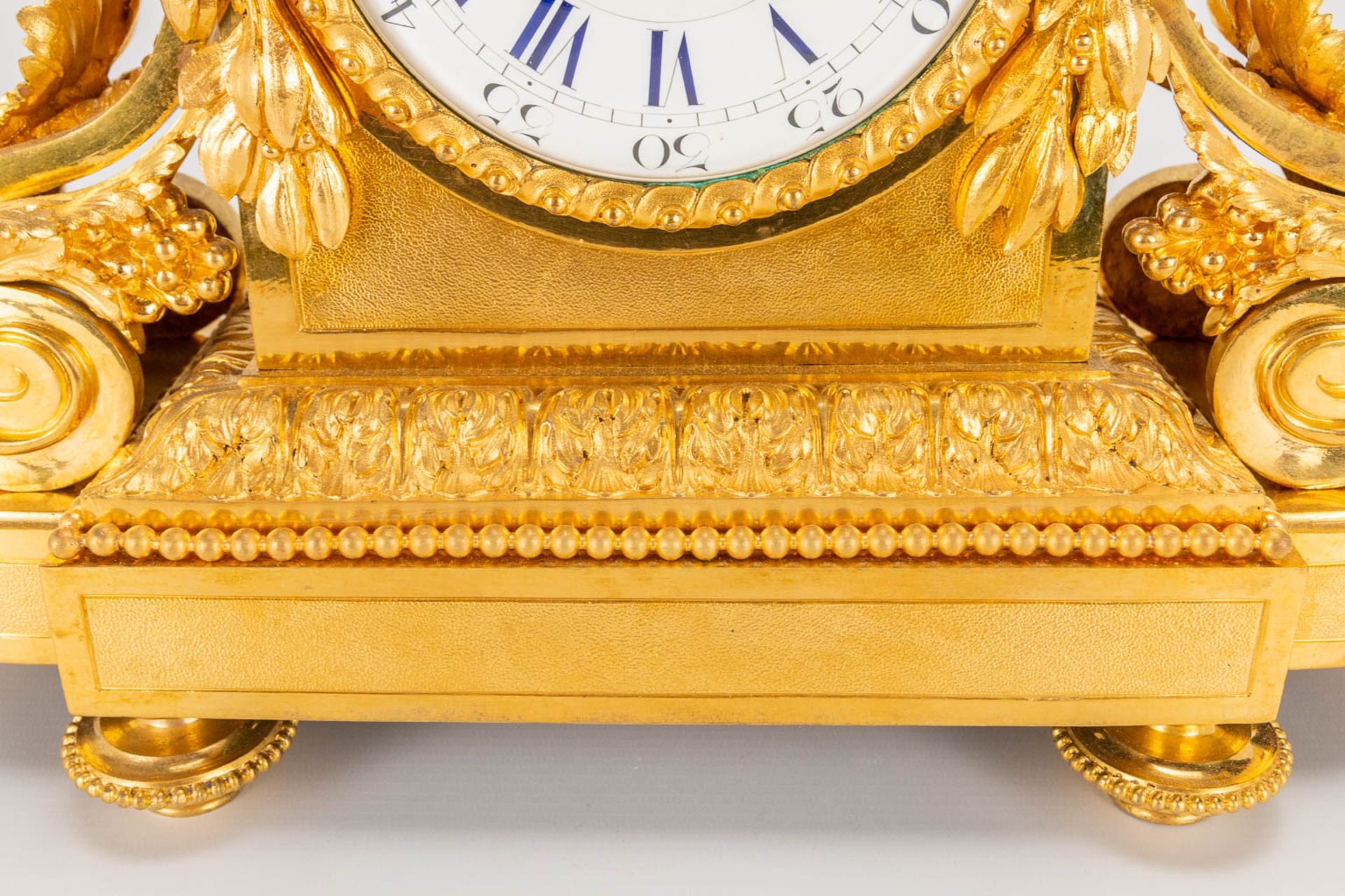 A bronze ormolu table clock made in Louis XVI style. 19th century. (15 x 41 x 42 cm) - Image 19 of 20