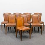 DOMINIQUE (XX) a set of 8 chairs in art deco style 'Maison Dominique'. (47 x 49 x 85 cm)