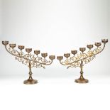A pair of neogothic style candelabra made of bronze. The first half of the 20th century. (18 x 65 x