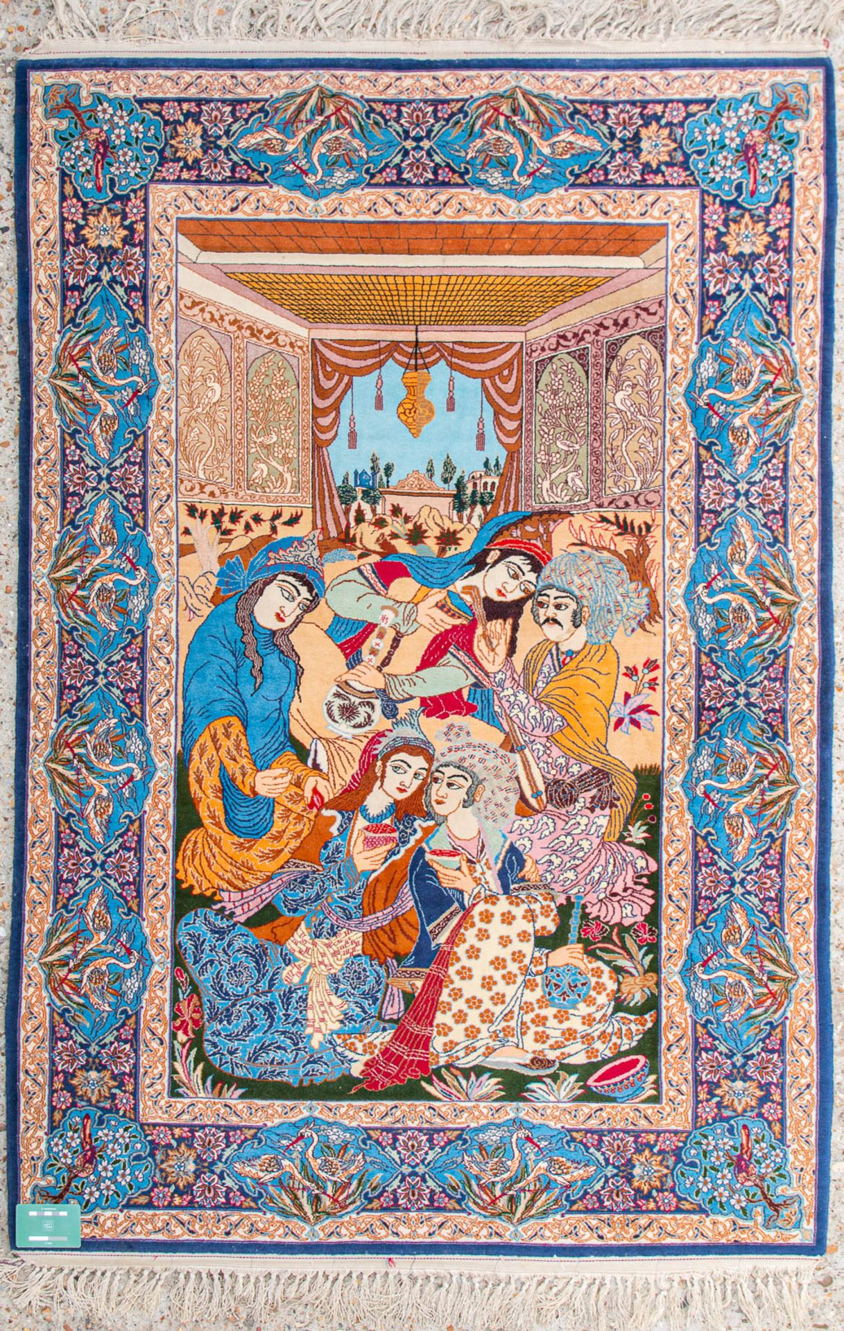 A figurative Oriental carpet, Tabriz, made of silk and wool. (161 x 109) (109 x 161 cm) - Image 5 of 5