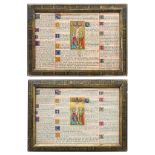 A pair of Altar Card frames with Latin 'Missale Romanum' texts. Printed by Grosse in Bruges (47 x 33