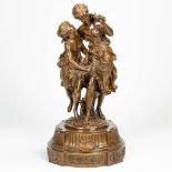 Mathurin MOREAU (1822-1912) 'Les Soeurs' a bronze statue with 2 female figurines. (62 x 30 cm)
