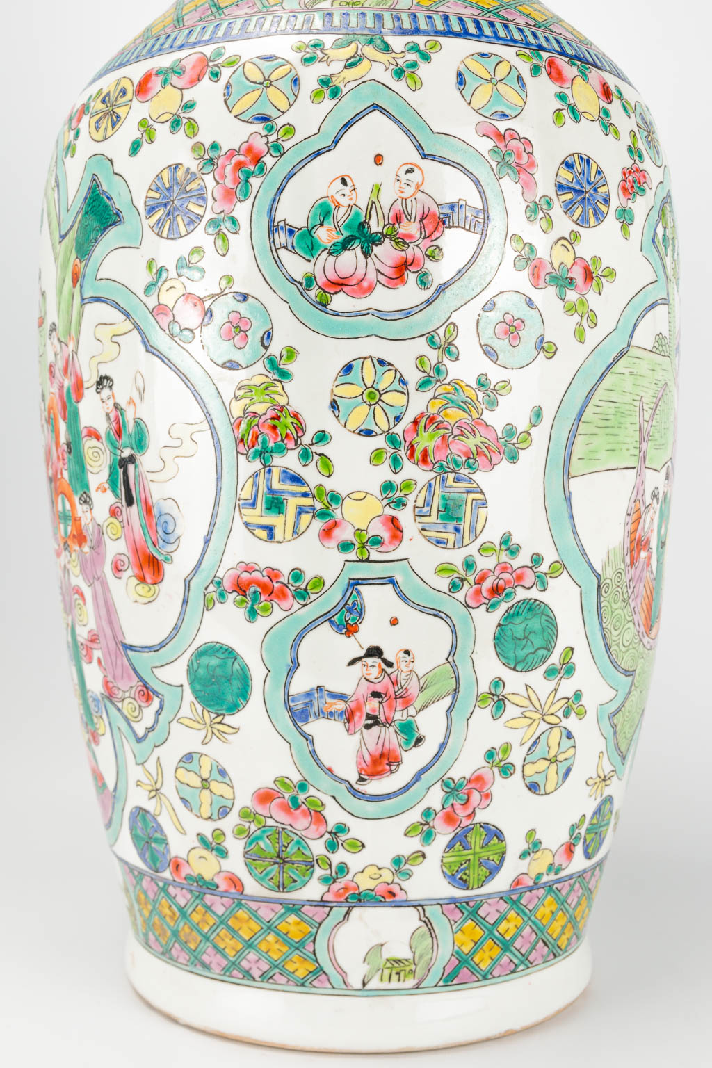 A pair of Chinese vases with decor of wise men, farmers, playing children and ladies. 20th century a - Image 19 of 25