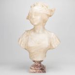 Guglielmo PUGI (c.1850-1915) a bust of a lady, made of sculptured alabaster. Marked on the back. (19