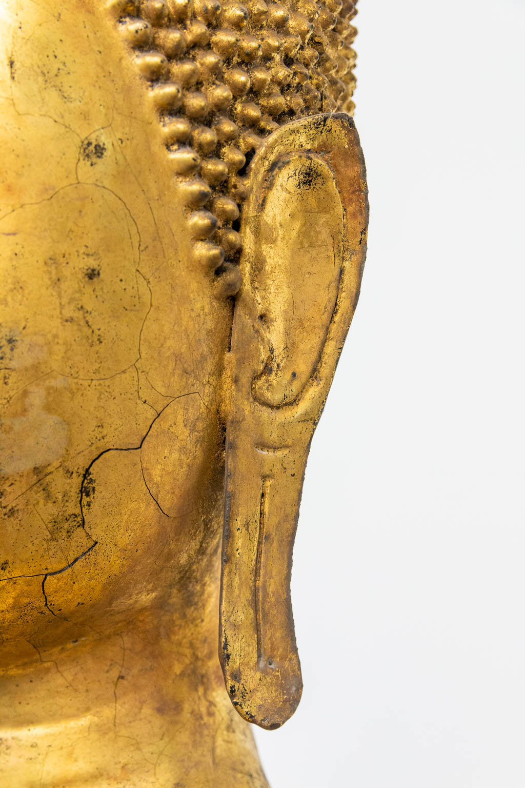 An antique buddha made of bronze and standing on a wood base. (28 x 48 x 180 cm) - Image 12 of 21