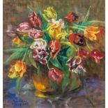 Christine Fonteyne POUPAERT (1897-1968) 'Flower vase' Gouache on paper. (60 x 63 cm)