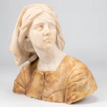 Giuseppe BESSI (1857-1922) 'Jeanne D'arc' a bust made of alabaster. (26 x 46 x 44 cm)