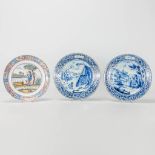 A collection of 3 faience plates 'The Seasons', marked LPK for De Lampetkan and HS (Hendrik van Swan