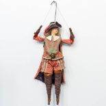A puppet made for the Royal Theatre de Toone, Brussels (15 x 38 x 103 cm)
