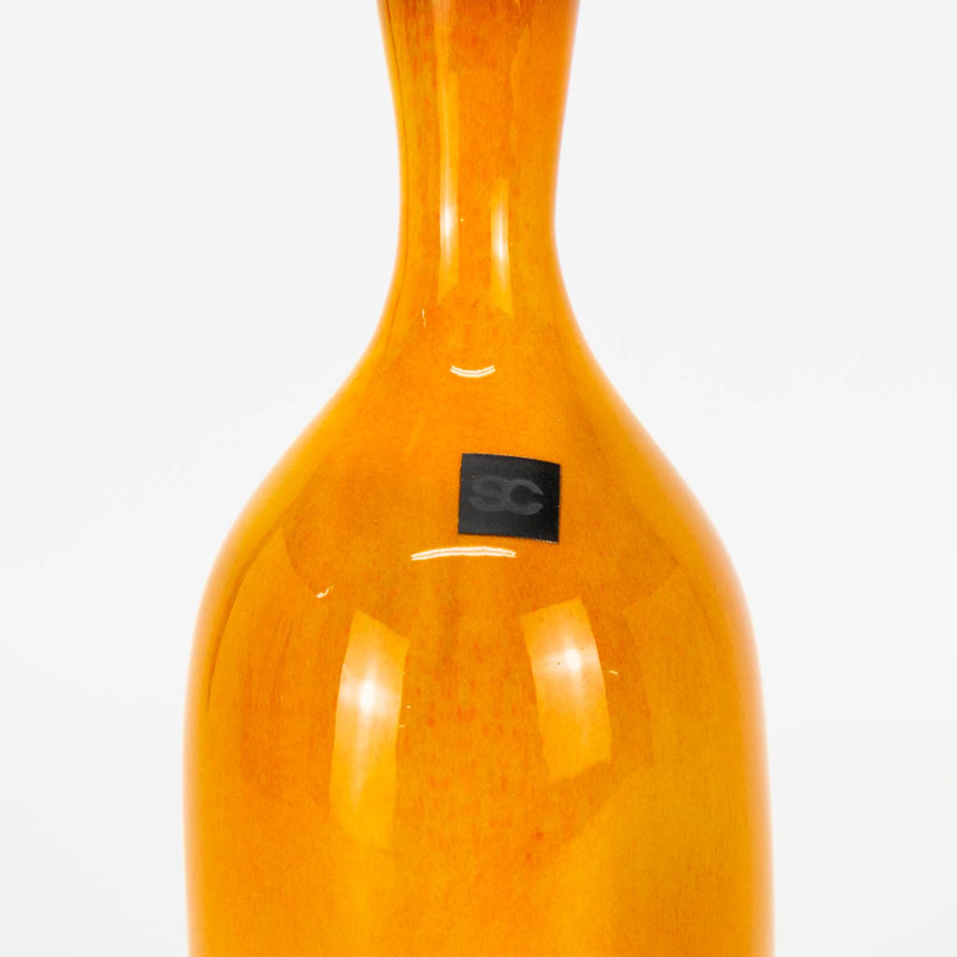 Jacques and Dani RUELLAND (XX-XXI) a soliflore vase with orange glaze. (15 x 6 cm) - Image 4 of 12