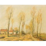 Albert DE VADDER (XX-XXI) A painting 'The road' a farm view oil on canvas marked A. De Vadder. (100