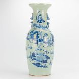 A Chinese vase with blue-white decor of immortals. 19th/20th century. (62 x 24 cm)