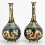 A pair of cloisonne display vases with dragons, the first half of the 20th century. (25 x 14 cm)