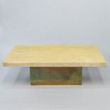 Karl SPRINGER (1931-1991)(attr.) A tesselated bone coffee table standing on a brass base. (76,5 x 12