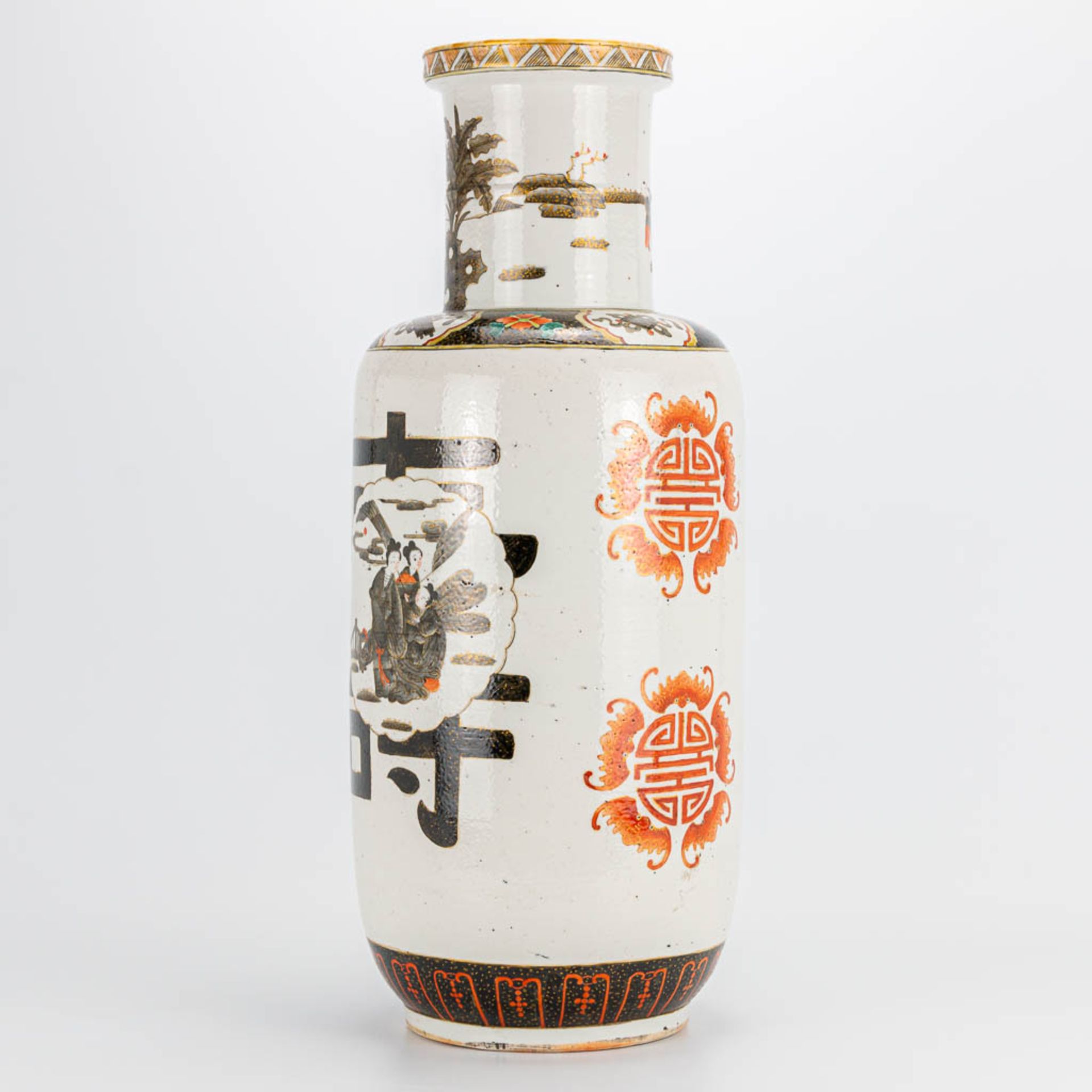 A Chinese vase with decor of wise men and calligraphic texts. 19th/20th century. (54 x 21 cm) - Image 7 of 21