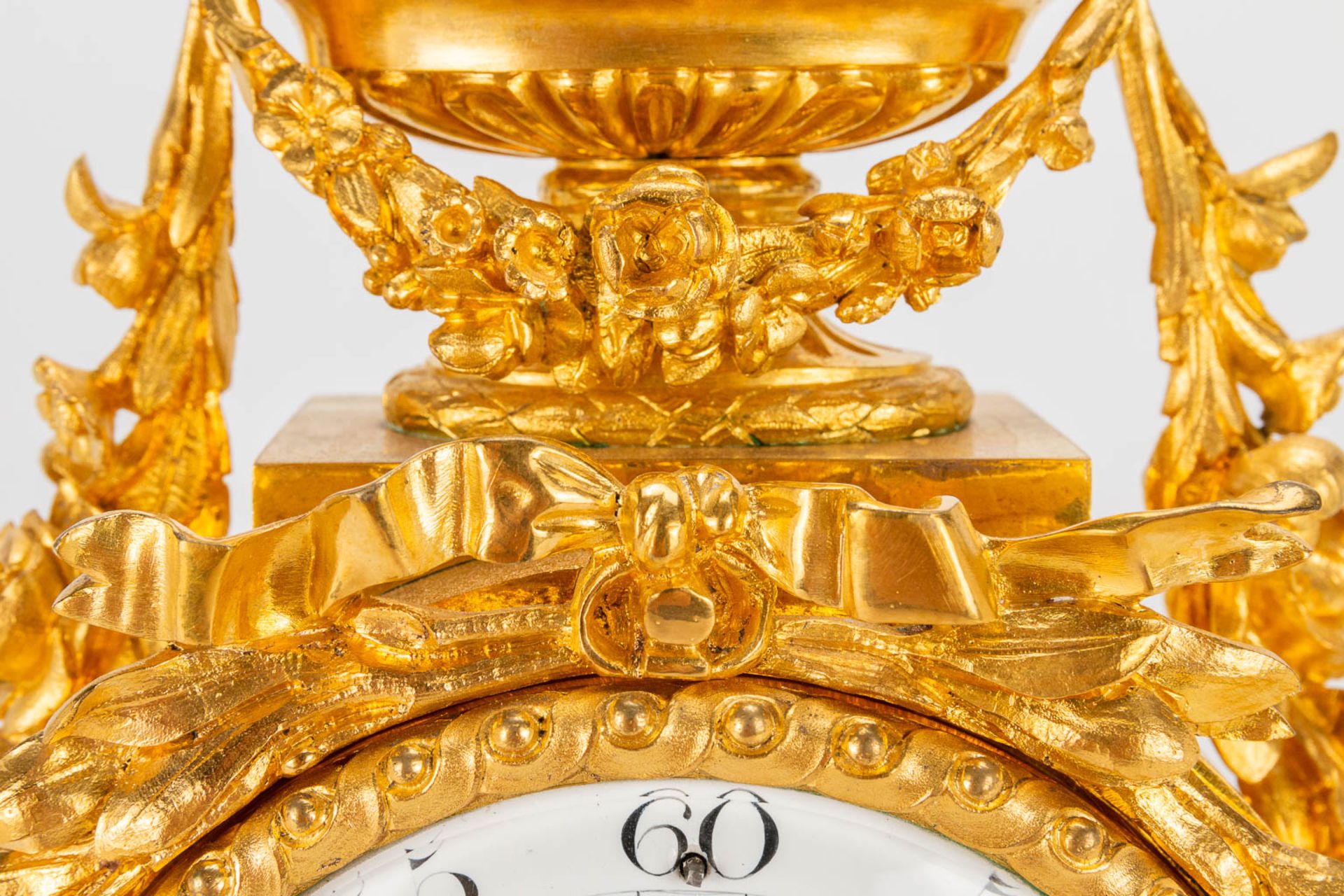 A bronze ormolu table clock made in Louis XVI style. 19th century. (15 x 41 x 42 cm) - Image 17 of 20